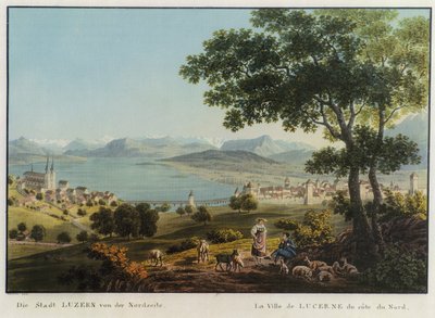 The City of Lucerne, North View. Colored Etching by Hans Heinrich Keller vom Steinbock by Hans Heinrich Keller vom Steinbock